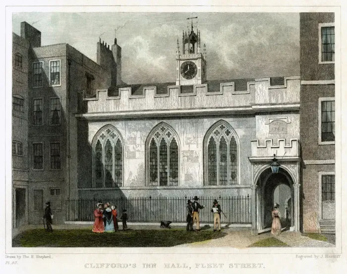 Framed Print : Cliffords Inn Hall, Fleet Street, City of London, 1830. Artist: J Hinchcliff Framed Print : Cliffords Inn Hall, Fleet Street, City of London, 1830. Artist: J Hinchcliff