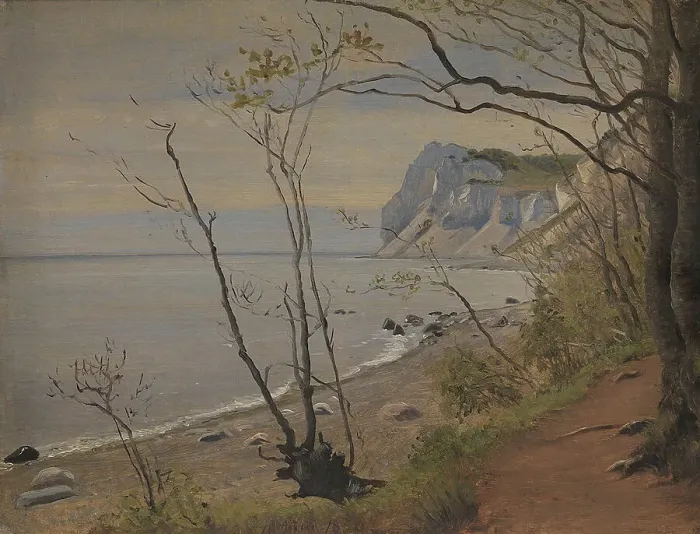 Framed Print : The Cliffs of the Island of Mon, 1850. Creator: Peter Christian Thamsen Skovgaard