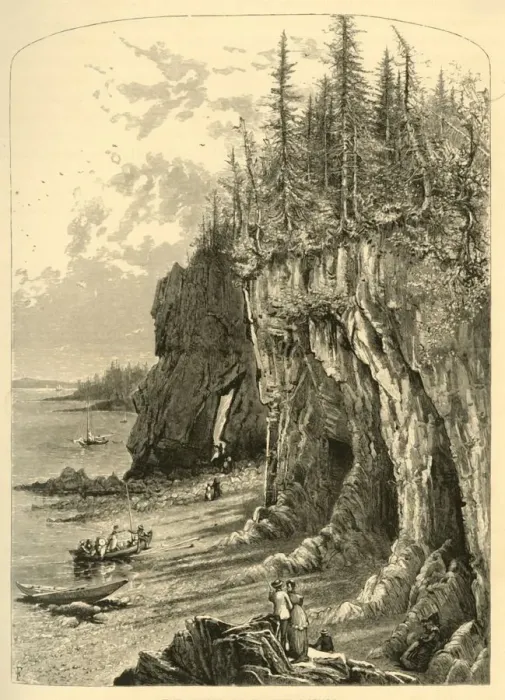 Framed Print : The Cliffs Near The Ovens. 1872. Creator: Harry Fenn Framed Print : The Cliffs Near The Ovens. 1872. Creator: Harry Fenn