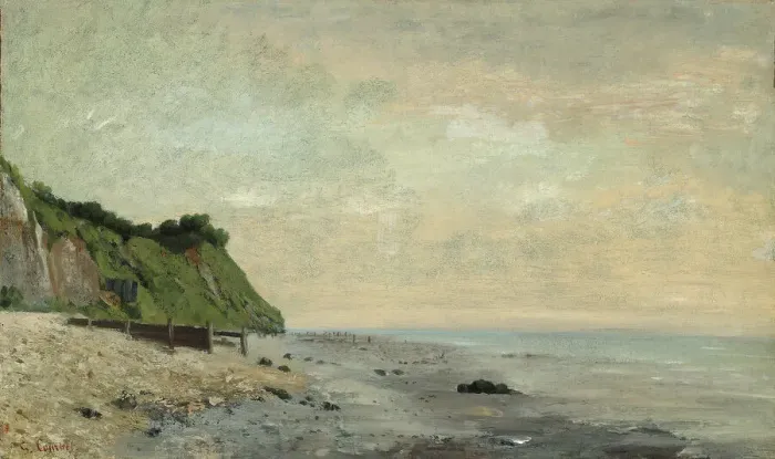 Framed Print : Cliffs on the Sea Coast: Small Beach, Sunrise (Falaise au bord de la mer, vu Petite Plage Framed Print : Cliffs on the Sea Coast: Small Beach, Sunrise (Falaise au bord de la mer, vu Petite Plage