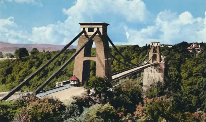 Framed Print : Clifton Suspension Bridge from the Observatory, c1940s Framed Print : Clifton Suspension Bridge from the Observatory, c1940s