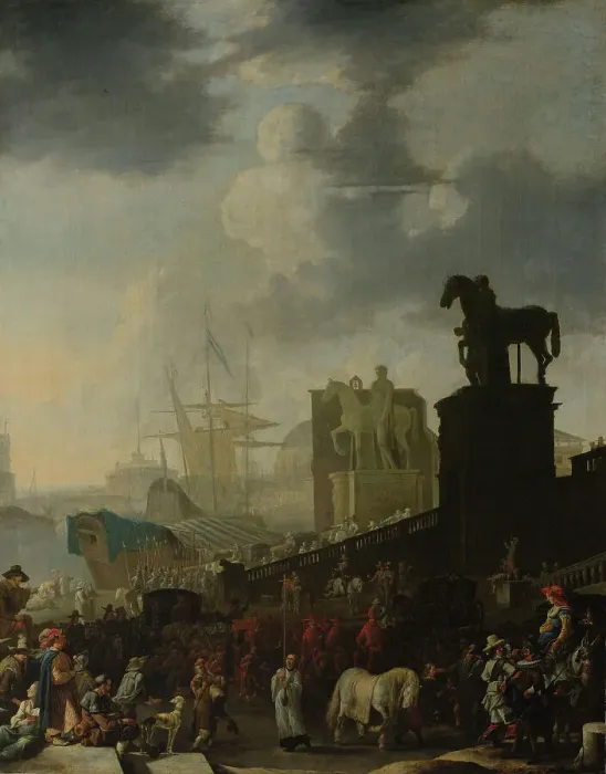 Framed Print : The Climbing of the Capitol with the Grey Horse of the Newly Elected Pope, 1650-1674. Creator: Johannes Lingelbach Framed Print : The Climbing of the Capitol with the Grey Horse of the Newly Elected Pope, 1650-1674. Creator: Johannes Lingelbach