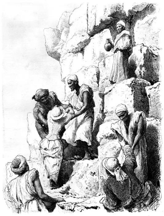 Framed Print : Climbing of the Pyramid, Egypt, 1880. Artist: Bh Fiedlen Framed Print : Climbing of the Pyramid, Egypt, 1880. Artist: Bh Fiedlen