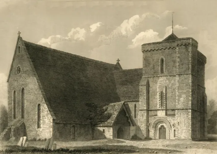Framed Print : Climping Church, 1835. Creator: Charles J Smith Framed Print : Climping Church, 1835. Creator: Charles J Smith