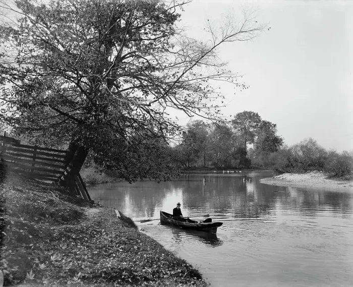 Framed Print : Clinton River, Mt. Clemens, between 1880 and 1899. Creator: Unknown Framed Print : Clinton River, Mt. Clemens, between 1880 and 1899. Creator: Unknown