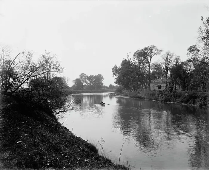 Framed Print : Clinton River summer resort, Mt. Clemens, between 1880 and 1899. Creator: Unknown Framed Print : Clinton River summer resort, Mt. Clemens, between 1880 and 1899. Creator: Unknown