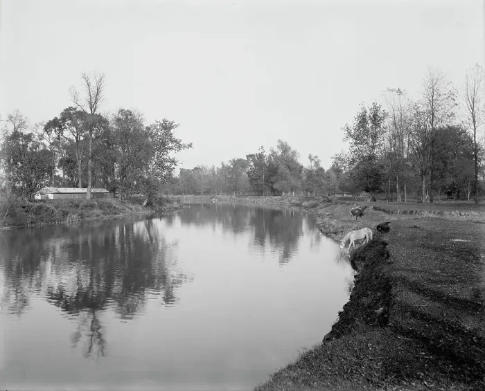 Framed Print : Clinton River summer resort, Mt. Clemens, between 1880 and 1899. Creator: Unknown Framed Print : Clinton River summer resort, Mt. Clemens, between 1880 and 1899. Creator: Unknown