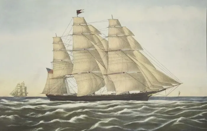Framed Print : Clipper Ship, Flying Cloud, pub. 1852, Currier & Ives (Colour Lithograph) Framed Print : Clipper Ship, Flying Cloud, pub. 1852, Currier & Ives (Colour Lithograph)