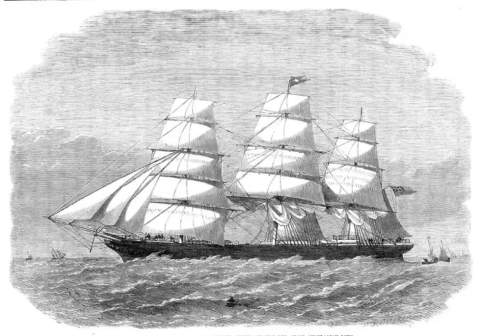 Framed Print : The clipper-ship The Royal Edward, built for the Red Cross Australian Line, 1864. Creators: Edwin Weedon, Smyth Framed Print : The clipper-ship The Royal Edward, built for the Red Cross Australian Line, 1864. Creators: Edwin Weedon, Smyth