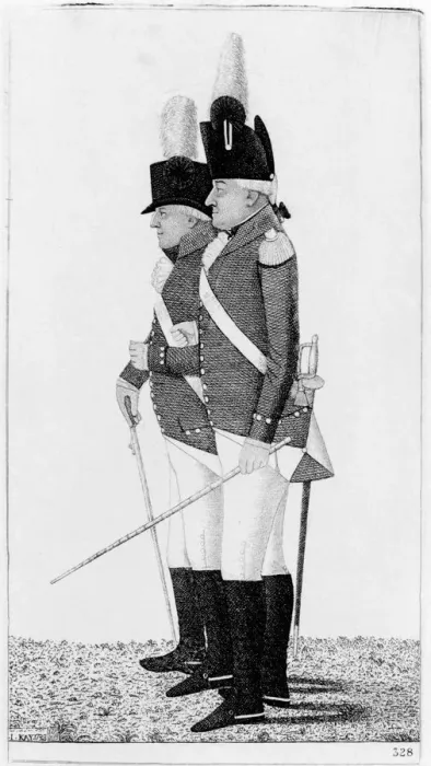 Framed Print : Clive of India and Major Skey, 1798. Artist: John Kay Framed Print : Clive of India and Major Skey, 1798. Artist: John Kay