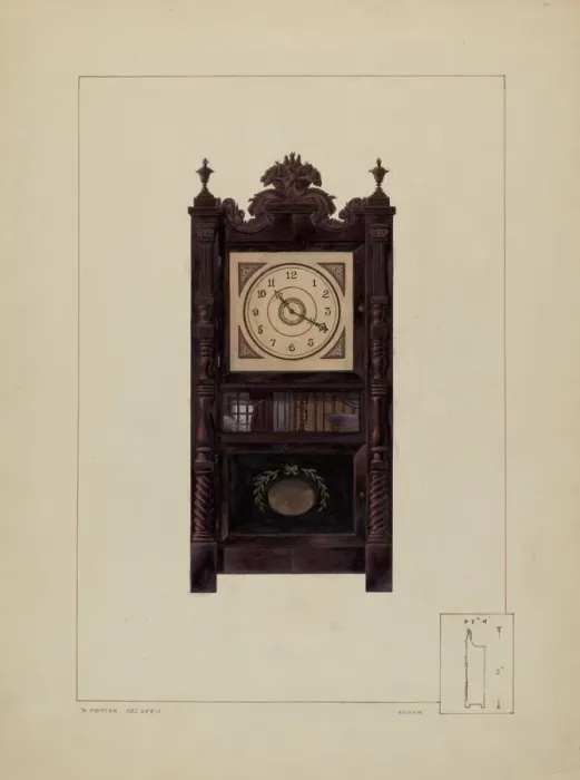 Framed Print : Clock, 1935 / 1942. Creator: Ralph Morton Framed Print : Clock, 1935 / 1942. Creator: Ralph Morton