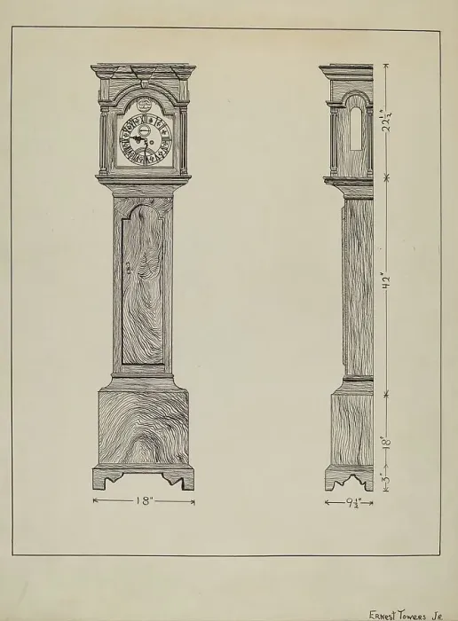 Framed Print : Clock, c. 1936. Creator: Ernest A Towers Jr Framed Print : Clock, c. 1936. Creator: Ernest A Towers Jr