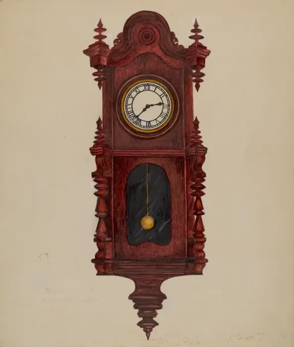 Framed Print : Clock, c. 1936. Creator: Florence Stevenson Framed Print : Clock, c. 1936. Creator: Florence Stevenson