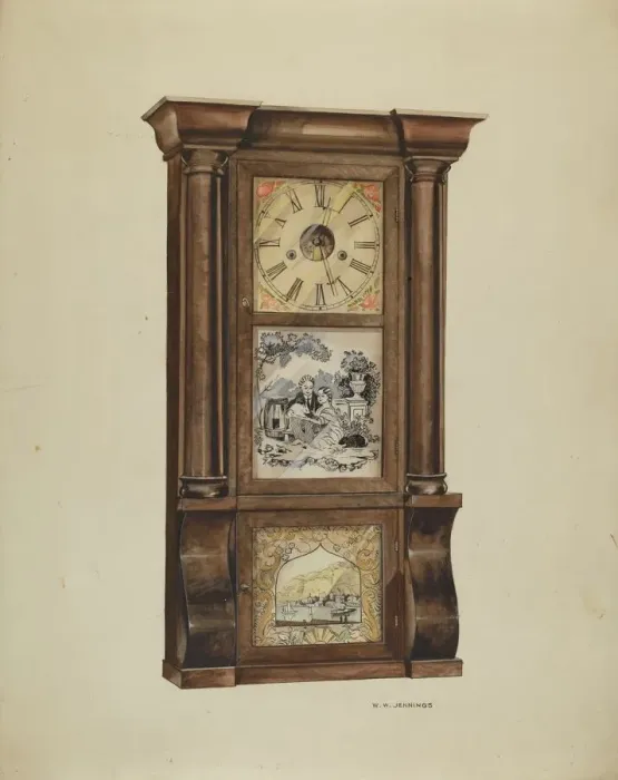 Framed Print : Clock, c. 1936. Creator: Walter W. Jennings Framed Print : Clock, c. 1936. Creator: Walter W. Jennings