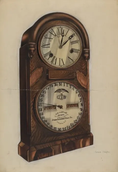 Framed Print : Clock, c. 1937. Creator: Grace Halpin Framed Print : Clock, c. 1937. Creator: Grace Halpin