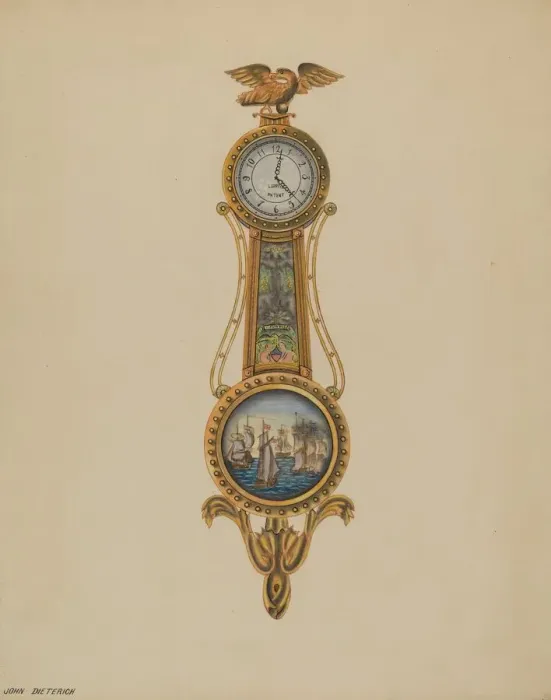 Framed Print : Clock, c. 1938. Creator: John Dieterich Framed Print : Clock, c. 1938. Creator: John Dieterich