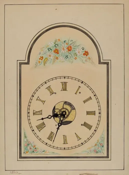Framed Print : Clock, c. 1938. Creator: Nicholas Gorid Framed Print : Clock, c. 1938. Creator: Nicholas Gorid
