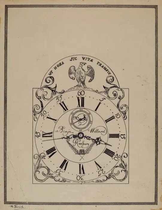 Framed Print : Clock, c. 1938. Creator: Nicholas Gorid Framed Print : Clock, c. 1938. Creator: Nicholas Gorid