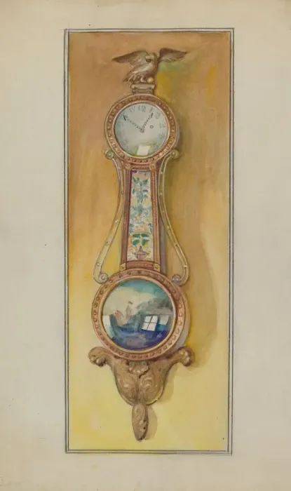 Framed Print : Clock, Girandole, c. 1936. Creator: George Loughridge Framed Print : Clock, Girandole, c. 1936. Creator: George Loughridge
