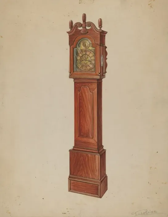 Framed Print : Clock (Grandfather), c. 1937. Creator: Lawrence Phillips Framed Print : Clock (Grandfather), c. 1937. Creator: Lawrence Phillips