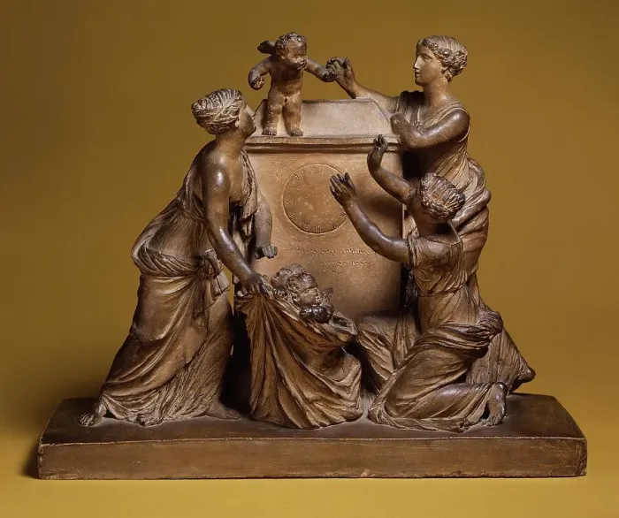 Framed Print : Clock Model with the Selling of Cupids, 1802. Creator: Circle of Claude Michel Framed Print : Clock Model with the Selling of Cupids, 1802. Creator: Circle of Claude Michel