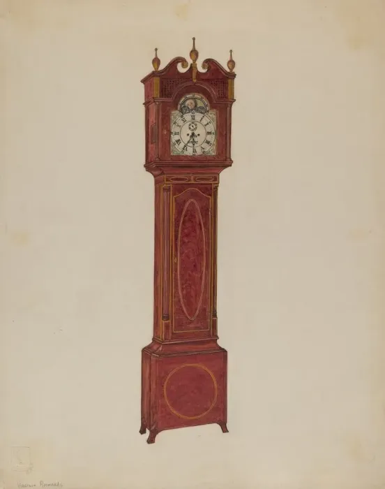 Framed Print : Clock, Tall, 1935 / 1942. Creator: Virginia Richards Framed Print : Clock, Tall, 1935 / 1942. Creator: Virginia Richards