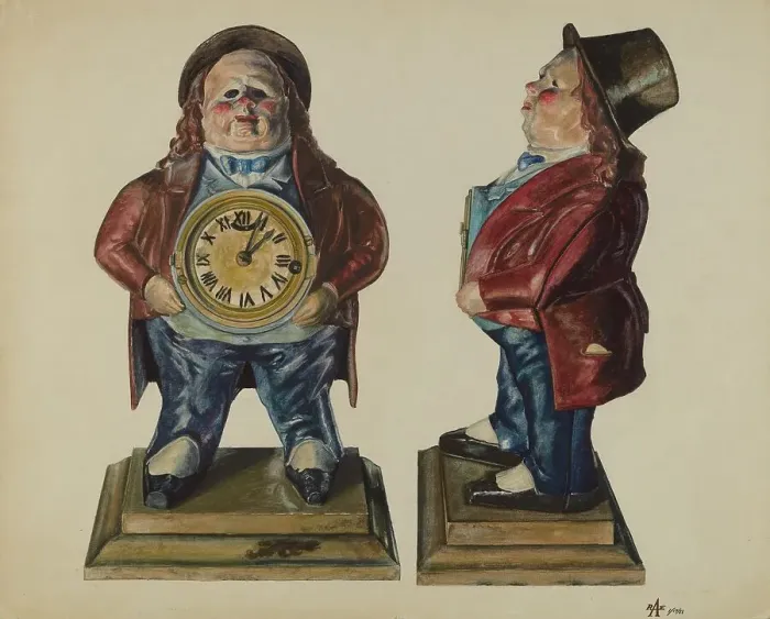 Framed Print : Clock-Toby (front and side view), 1938. Creator: Ralph Atkinson Framed Print : Clock-Toby (front and side view), 1938. Creator: Ralph Atkinson