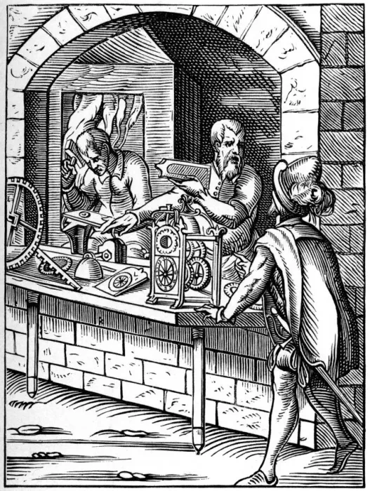 Framed Print : Clockmaker, 16th century (1849). Artist: Jost Amman Framed Print : Clockmaker, 16th century (1849). Artist: Jost Amman
