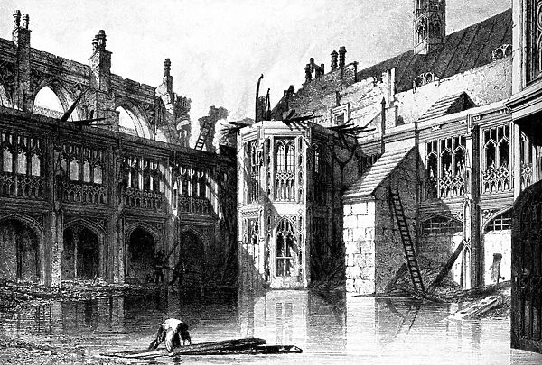 The Cloister Court, St Stephens Chapel, Palace of Westminster, 1834 (c1905)