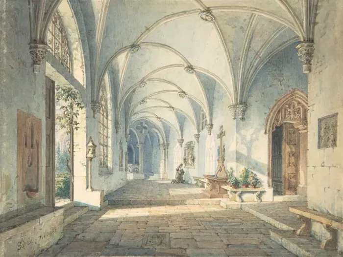 Framed Print : Cloisters in a Nunnery, ca. 1835 Framed Print : Cloisters in a Nunnery, ca. 1835