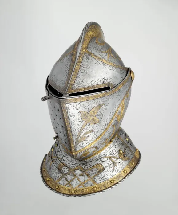Framed Print : Close Helmet from a Garniture Made for a Member of the d Avalos Family, German, c1560-70 Framed Print : Close Helmet from a Garniture Made for a Member of the d Avalos Family, German, c1560-70