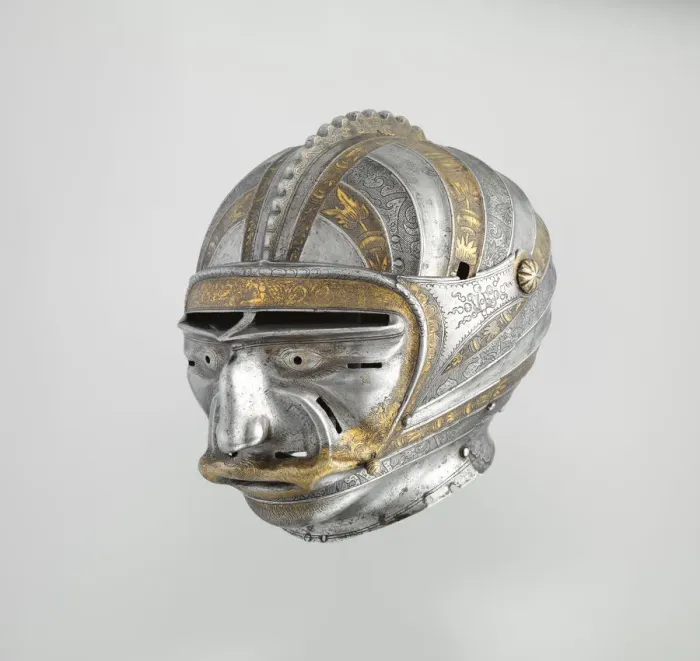 Framed Print : Close Helmet with Mask Visor in Form of a Human Face, German, Augsburg, ca. 1515 Framed Print : Close Helmet with Mask Visor in Form of a Human Face, German, Augsburg, ca. 1515
