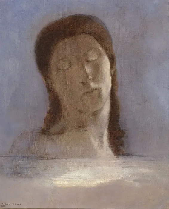 Framed Print : Closed Eyes, 1890. Artist: Redon, Odilon (1840-1916) Framed Print : Closed Eyes, 1890. Artist: Redon, Odilon (1840-1916)