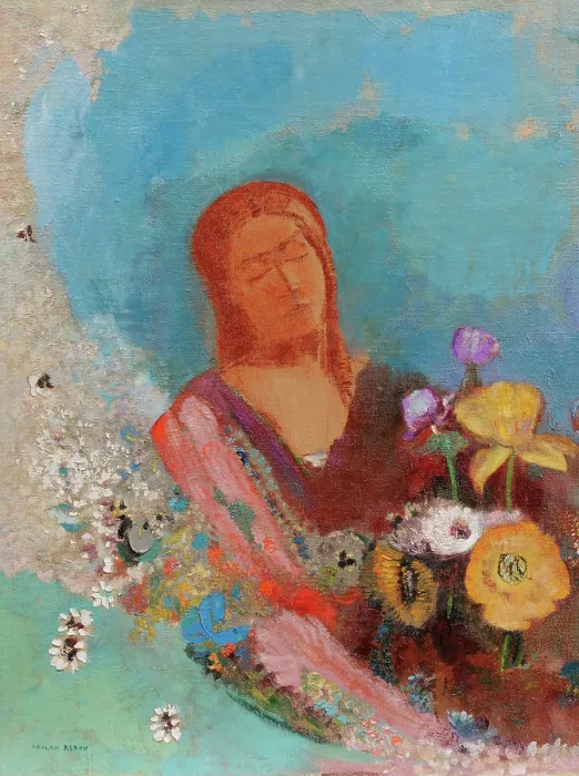 Framed Print : Closed Eyes, after 1900. Creator: Redon, Odilon (1840-1916) Framed Print : Closed Eyes, after 1900. Creator: Redon, Odilon (1840-1916)