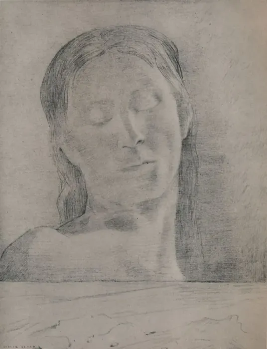 Framed Print : Closed Eyes, c. 1890, (1946). Artist: Odilon Redon Framed Print : Closed Eyes, c. 1890, (1946). Artist: Odilon Redon
