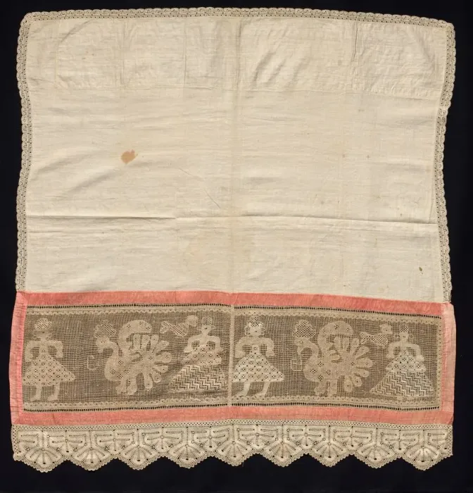 Framed Print : Cloth with Border of Female Figures and Peacocks, 18th-19th century. Creator: Unknown Framed Print : Cloth with Border of Female Figures and Peacocks, 18th-19th century. Creator: Unknown