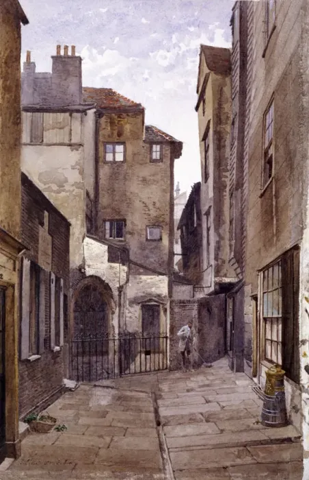 Framed Print : Cloth Fair, London, 1884. Artist: John Crowther Framed Print : Cloth Fair, London, 1884. Artist: John Crowther
