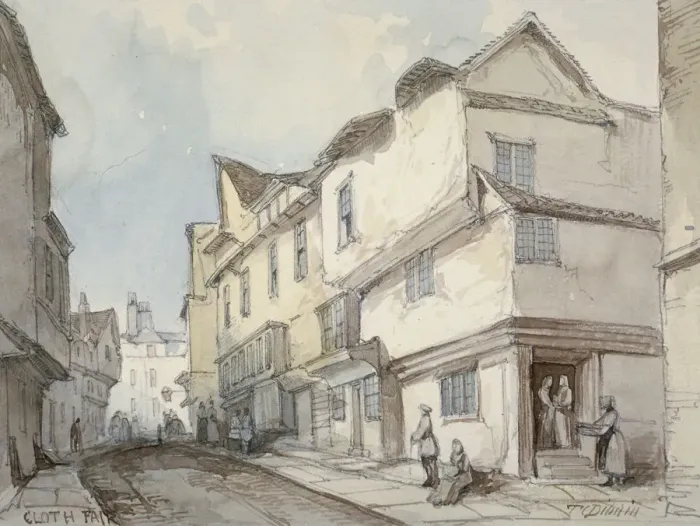 Framed Print : Cloth Fair, Smithfield, City of London, 1850. Artist: Thomas Colman Dibdin Framed Print : Cloth Fair, Smithfield, City of London, 1850. Artist: Thomas Colman Dibdin