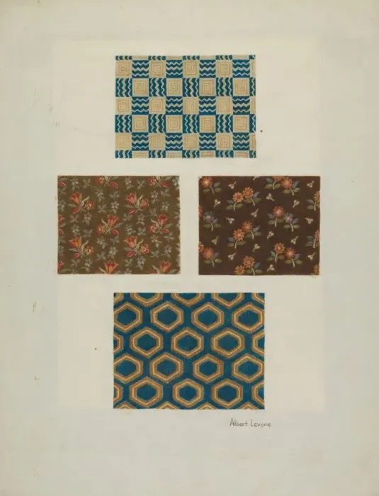 Framed Print : Cloth Samples, c. 1940. Creator: Albert J. Levone