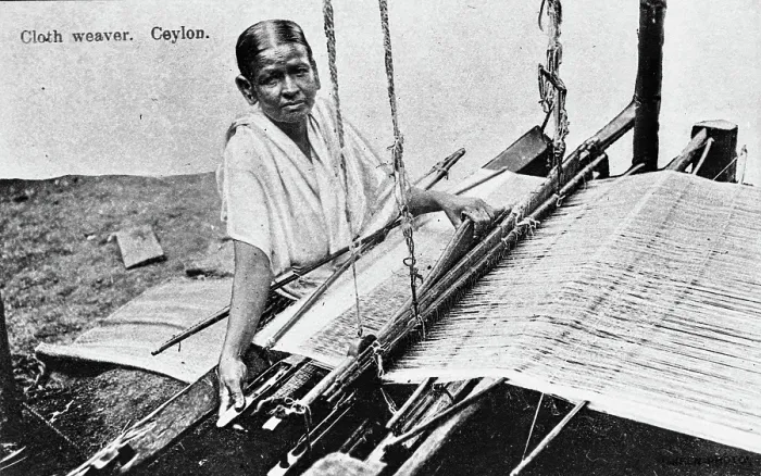Framed Print : Cloth weaver in Ceylon (Sri Lanka). Creator: Unknown