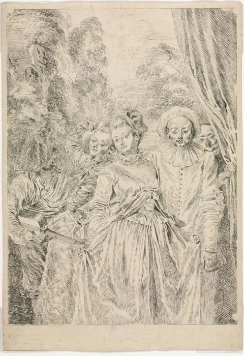 Framed Print : The Clothes are Italian, 1715-16. Creator: Jean Antoine Watteau (French, 1684-1721)