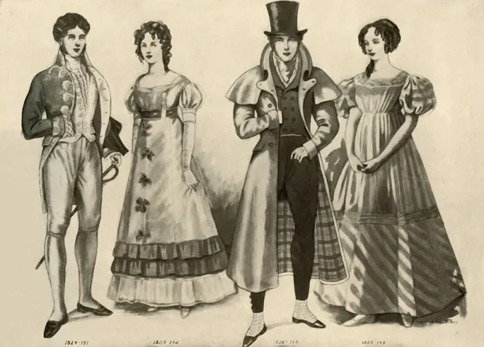 Framed Print : Clothing from 1824-1835, 1907, (1937). Creator: Cecil W Trout Framed Print : Clothing from 1824-1835, 1907, (1937). Creator: Cecil W Trout