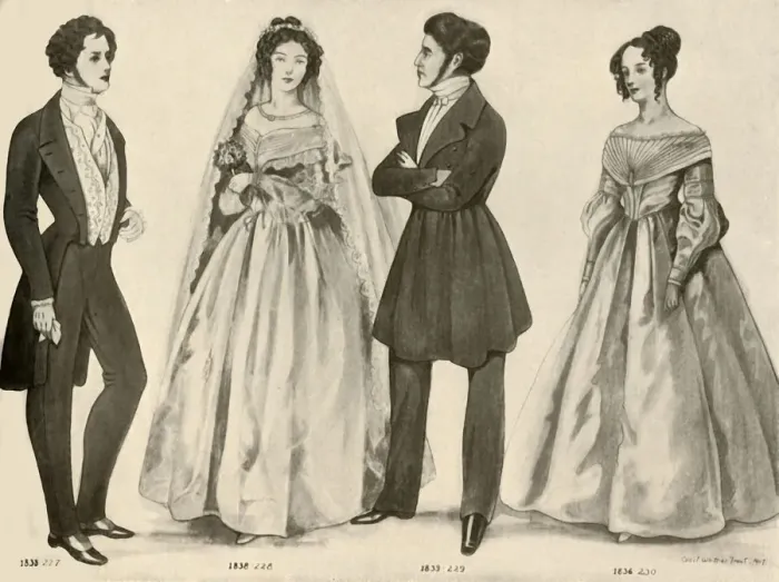 Framed Print : Clothing from 1836-1847, 1907, (1937). Creator: Cecil W Trout Framed Print : Clothing from 1836-1847, 1907, (1937). Creator: Cecil W Trout