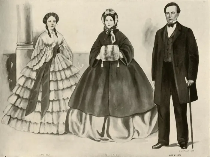Framed Print : Clothing from 1860-1870, 1907, (1937). Creator: Cecil W Trout Framed Print : Clothing from 1860-1870, 1907, (1937). Creator: Cecil W Trout
