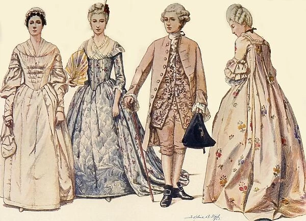 Clothing during the Reign of George II 1750-1760, 1903, (1937). Creator: Sophie B Steel