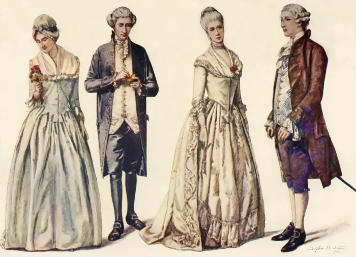 Framed Print : Clothing during the Reign of George II 1760-1776, 1903, (1937). Creator: Sophie B Steel Framed Print : Clothing during the Reign of George II 1760-1776, 1903, (1937). Creator: Sophie B Steel