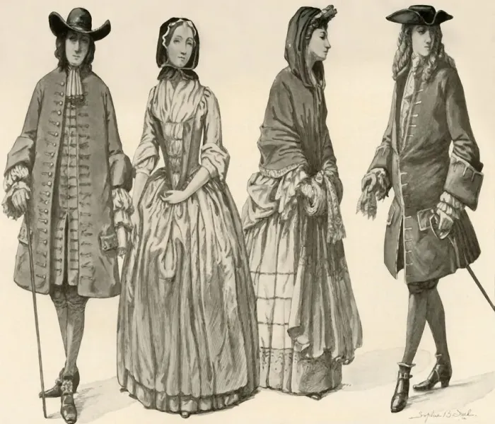 Framed Print : Clothing during the Reigns of Charles II, James II, William and Mary 1682-1700, 1903, (1937) Framed Print : Clothing during the Reigns of Charles II, James II, William and Mary 1682-1700, 1903, (1937)