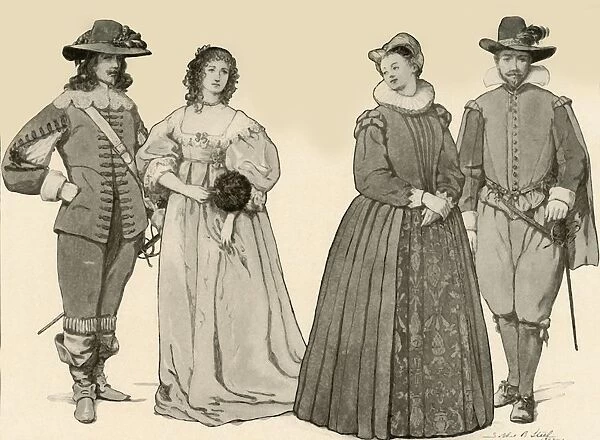 Clothing during the Reigns of James I-Charles I 1607-1640, 1903, (1937). Creator: Sophie B Steel