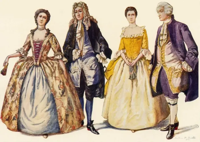 Framed Print : Clothing Reigns of Queen Anne and George I, 1702-1725, 1903, (1937). Creator: Unknown Framed Print : Clothing Reigns of Queen Anne and George I, 1702-1725, 1903, (1937). Creator: Unknown