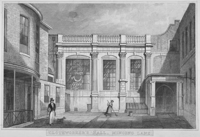 Framed Print : Clothworkers Hall, Mincing Lane, City of London, 1830. Artist: W Wallis Framed Print : Clothworkers Hall, Mincing Lane, City of London, 1830. Artist: W Wallis